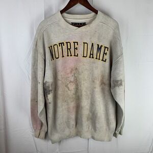 Vintage‎ Notre Dame Fighting Irish Galt Sand Sweatshirt Gray Large *Thrashed